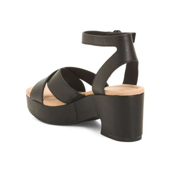 CLARKS Black/black Wide Leather Nerisa Pearl Comfort Sandals - Picture 2 of 2